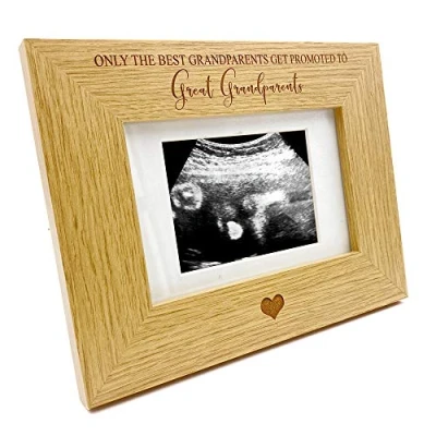 Image of ukgiftstoreonline Best grandparents get promoted to great Baby Scan Brown 4 x 6 Photo Frame
