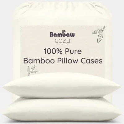Image of Ivory Cream Pillow Cases 2 Pack Standard 50x75 cm Luxury Bedding Natural Cooling Hypoallergenic Bambaw