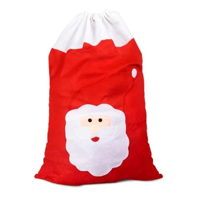 Image of I LOVE FANCY DRESS Christmas Santa Sack Large 90cm Pack of 6 Father with Claus Face, Gift Present Bag Red