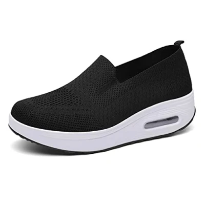 Image of GYCS Women&#039;s Orthopedic Sneakers, Platform Sneakers Comfort Breathable Mesh Stretch Sneakers,black,38EU