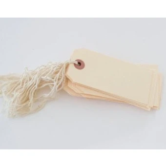Image of 250 LARGE REINFORCED MANILLA STRUNG TAGS LUGGAGE LABELS 120 x 60mm