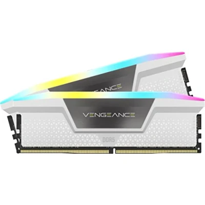 Image of CORSAIR VENGEANCE RGB DDR5 RAM 32GB (2x16GB) 5200MHz CL40 Intel XMP iCUE Compatible Computer Memory White (CMH32GX5M2B5200C40W)