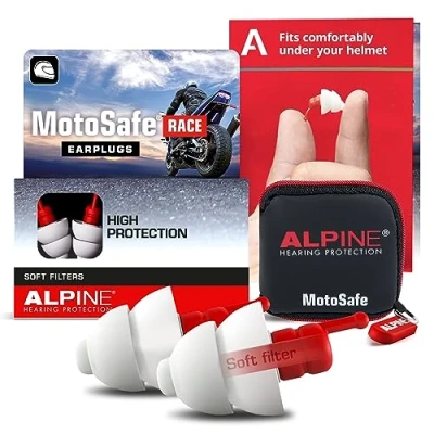 Image of Alpine MotoSafe Race Motorcycle Earplugs Prevent Hearing Damage While Motorcycling &amp; Traffic Still Audible Comfortable Hypoallergenic Motorbike Reusable, 1 Pair