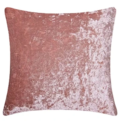 Image of Red Rainbow Plain Crushed Velvet Piped Cushion Cover (18&quot; x 18&quot;, Pink)