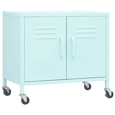 Image of vidaXL Steel Storage Cabinet Mint Green, Industrial Style, Adjustable Shelf, 60x35x56cm Dimensions, Easy to Clean and Move, Suitable for Living Room Office