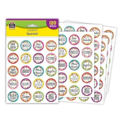 Image of Confetti Spanish Stickers