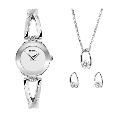 Image of Sekonda Dress Gift Set Ladies 22mm Quartz Watch in Silver with Analogue Display, and Alloy Strap 49032