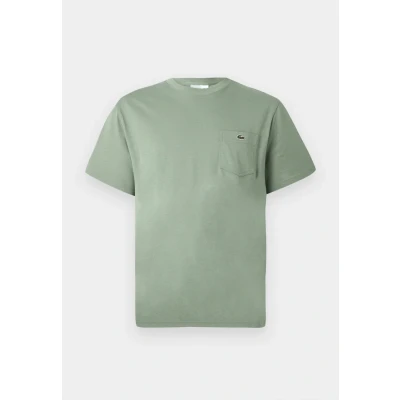 Image of Lacoste Chest Pocket Cotton T Shirt Pastel Green men&#039;s in Black