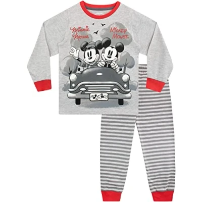 Image of Disney Girls Pyjamas Mickey and Minnie Mouse Grey 18 24 Months