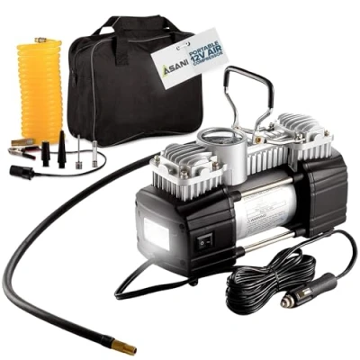 Image of Asani Portable Air Compressor for Car Tires, 12V DC tire inflator Pump, 150 PSI with Emergency LED Flashlight Car, Motorcycles, Bicycles,Inflatables
