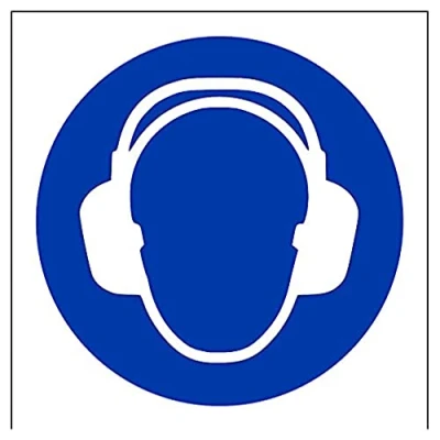 Image of V Safety Ear Protection Symbol PPE Sign 100mm x Self Adhesive Vinyl