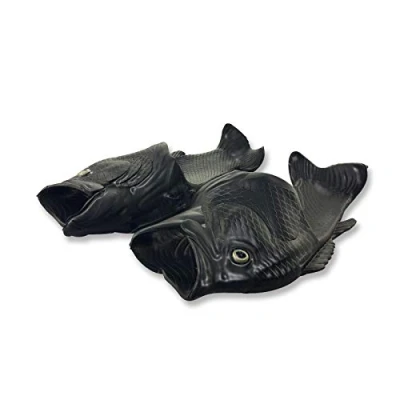 Image of Uniqstore Sandals Tricky Fish Funny Flops Slippers Creative Style Beach Shoes Simulation for Men Women Kids Unusual Gifts Black