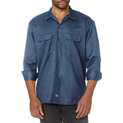 Image of Dickies Men&#039;s Big and Tall Long Sleeve Work Shirt, Navy V1, XL