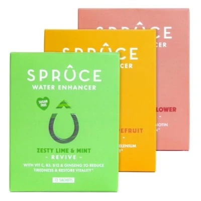 Image of Spruce Natural Water Flavouring With Vitamins Mixed Pack Taster Bundle Healthy Modern Squash Cordial 3 Flavours, 36 Drinks No Sugar Made Real Fruits Perfect For Hydration
