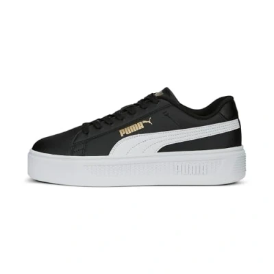 Image of PUMA Women&#039;s Smash Platform V3 Sneaker, Black White Gold, 6.5 UK