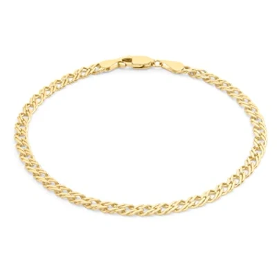 Image of Carissima Gold Women&#039;s 9ct Yellow Double Curb Chain Bracelet of 18cm/7&quot;