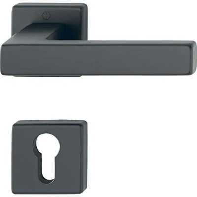 Image of HOPPE Austin Handle Set on Rosette PZ, Aluminium Black