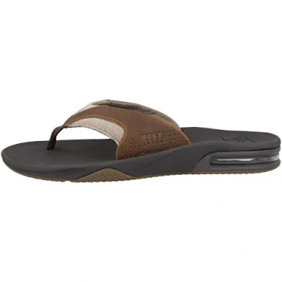 Image of Reef Men&#039;s Leather Fanning Flip Flops, Brown (Bro/Brown 4 Br4), 3 UK