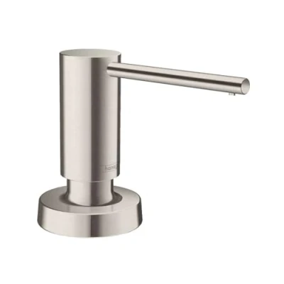 Image of hansgrohe 40448800 A51 Soap Dispenser for Sink, Stainless Steel Kitchen Accessory, Round