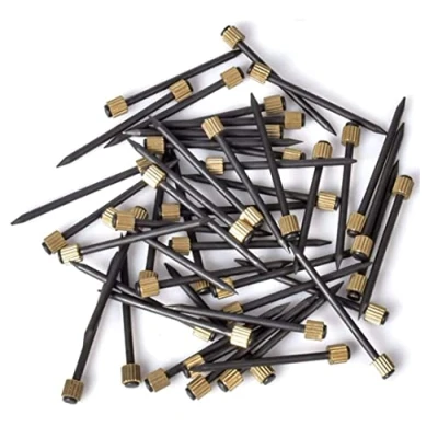 Image of Merriway BH04785 (100 Pcs) Hardened Picture Hook Pin with Knurled Brass Head 25 mm (1 Inch) Pack of 100 Pieces, Yellow