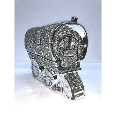 Image of Deenz CRUSHED DIAMOND WAGON ORIGINAL GYPSY CARAVAN SILVER ORNAMENT SHELVES 24X18