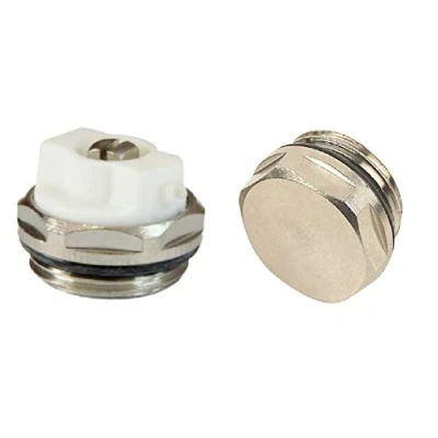 Image of Manual Radiator AIR Vent Bleed Plug Valve Blank Cap 1/2&quot; BSP x1 Set