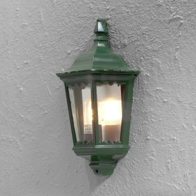 Image of Firenze Outdoor Classic Lantern Flush Wall Light Green, IP43