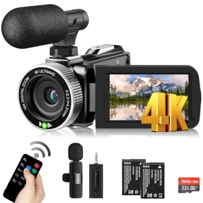 Image of Windancy 4K Video Camera 48MP 60FPS Camcorder for YouTube,FHD1080P Vlogging Recorder /18X Digital Zoom /3.0&#039;&#039; 270Rotation IPS Screen Camcorder,with Remote / 2 Batteries/SD card