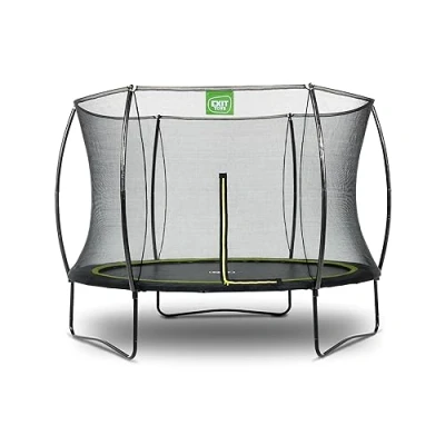 Image of EXIT Toys Silhouette Trampoline 8ft Compact Round for Toddlers and Kids Includes Safety Net Feet System Competitively Priced Safe Entry Great Jumping Power Black