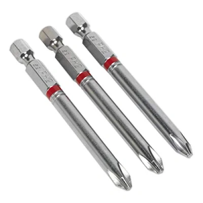 Image of Sealey Ak210511 Power Tool Bits Phillips #2 Colour Coded S2 75Mm 3Pc