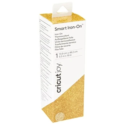 Image of Cricut Joy Smart Glitter Iron On Gold 48.2 cm (19 in) Heat Transfer Vinyl Roll (HTV) for use with Joy,