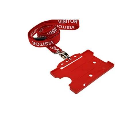 Image of Customcard ltd Red Visitor Lanyards Lobster Clip &amp; ID Card Holder Pack of 5
