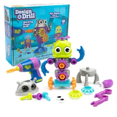Image of Learning Resources Design &amp; Drill Robot Workshop, Toys for Kids, Kids Building STEM Toy, Take Apart Toy with Working Drill, Gifts Ages 3 4 5 6+