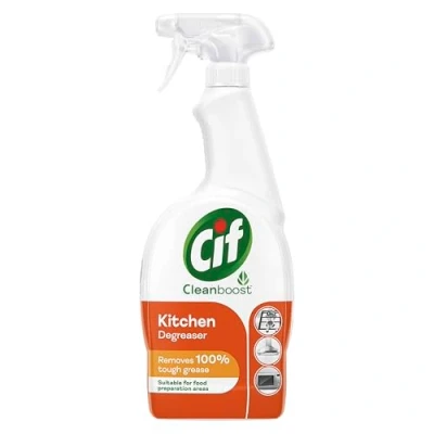 Image of Cif Cleanboost Kitchen Spray 100% tough grease removal for cleaning ceramic, chrome and enamel surfaces 700 ml