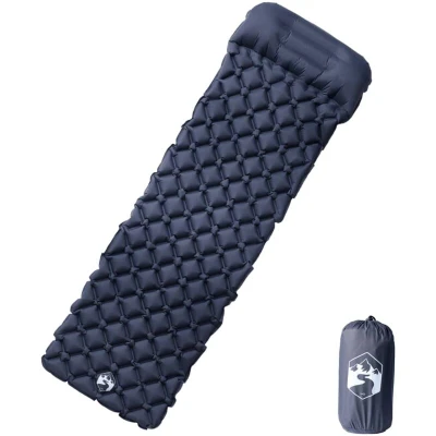 Image of vidaXL Inflating Camping Mattress with Pillow 1 Person Grey