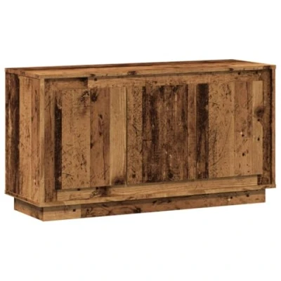 Image of vidaXL engineered wood sideboard/cupboard old finish, 102x35x55 cm, modern style storage cabinet with 6 compartments &amp; practical doors for living room/office