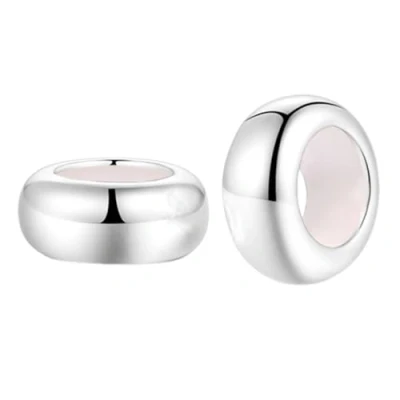 Image of Clip Stopper Charms 925 Sterling Silver Rondelle Spacer Bead for Pandora Charm Bracelets (Silver)