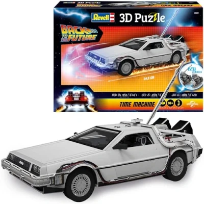Image of Revell 3D Puzzle 00221 Time Machine &quot;Back To the Future&quot; 157 Pieces, Highly Detailed, 34cm in length, Fun &amp; Easy Build