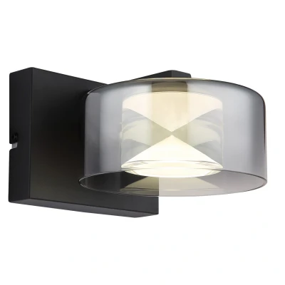 Image of Globo LED wall light Belinda, smoke grey, width 15 cm, glass