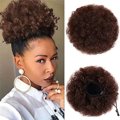 Image of Afro Puff Drawstring Ponytail Curly Bun Extensions Short Kinky Hairpieces Updo hair for Black Women (33#)