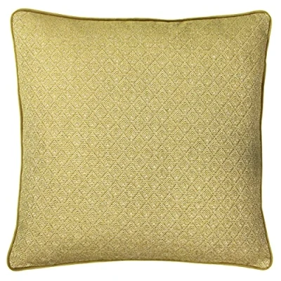 Image of Paoletti Blenheim Geometric Piped Feather Filled Cushion Yellow viscose One Size