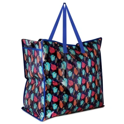 Image of ASAB Jumbo Strong Laundry Bag 48 x 52cm with Handles and Reusable Zip Storage Multipurpose &amp; Lightweight For Travel Moving House Durable Shopping Tote (Tropical)