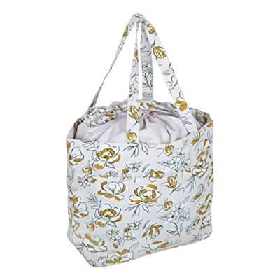 Image of Hobby Gift Drawstring Craft Bag 100% Cotton Tote Yarn Storage, Spring Floral, 17 x 30 28cm