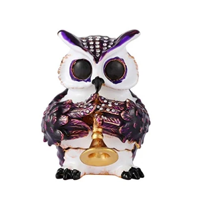 Image of QIFU Owl Series Hand Painted Hinged Jewelry Enamel Trinket Box Unique Gift for Family