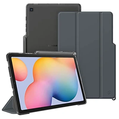 Image of FINTIE SlimShell Case for Samsung Galaxy Tab S6 Lite 10.4 Inch 2022/2020 (SM P610/P613/P615/P619), Lightweight Stand Translucent Frosted Back Cover with S Pen Holder, Auto Wake/Sleep, Space Gray