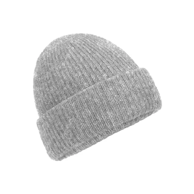 Image of Beechfield® Cosy Ribbed Beanie Cuffed Design Grey Marl