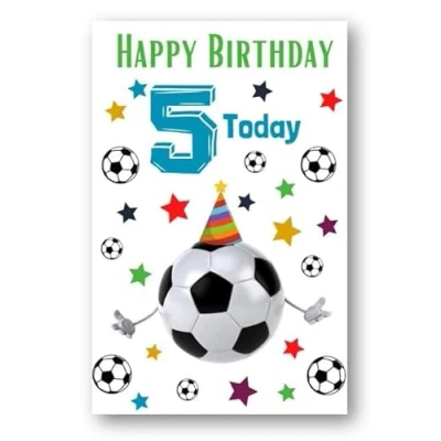 Image of Second Ave 5th Birthday Age 5 Football Children&#039;s Kids Happy Card Greetings