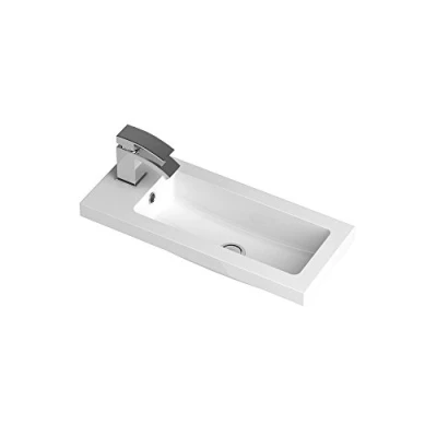 Image of Hudson Reed Modern Bathroom Rectangular 600mm Compact Polymarble Basin, 255mm x 603mm 135mm, White