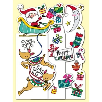 Image of Rachel Ellen Santa &amp; Reindeer Merry Christmas Card
