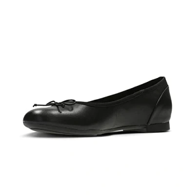 Image of Clarks Women&#039;s Couture Bloom Ballet flat, Black Leather, 6.5 UK